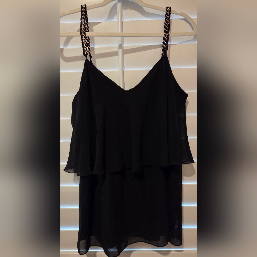 Thalia Black Layered Spaghetti Strap